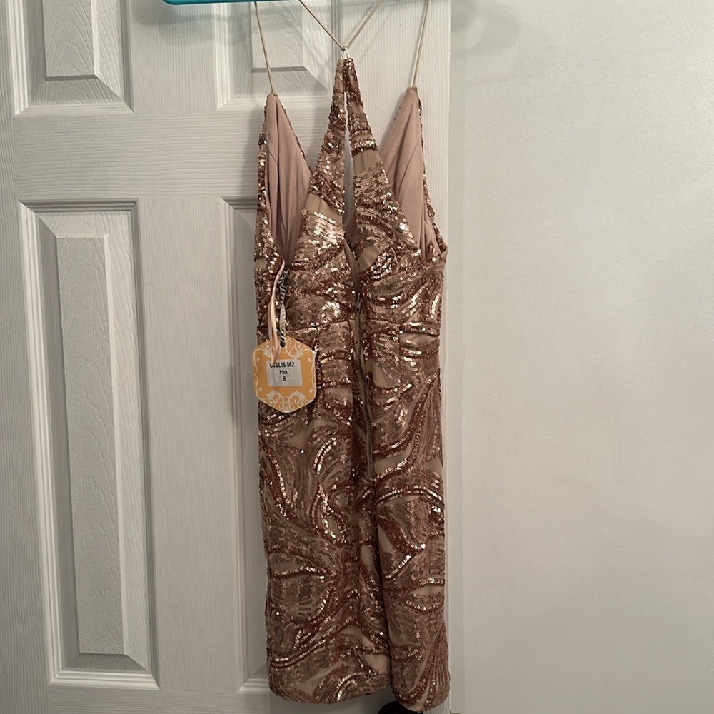 gold/ tan sequin mini dress - Picture 2 of 3